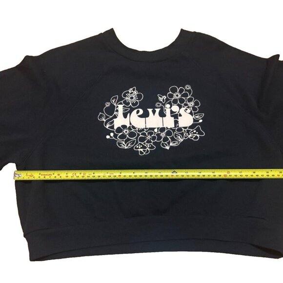 Vintage Levis Sweater Womens Small Black Cropped Logo Pullover Ladies Size M - Picture 7 of 8